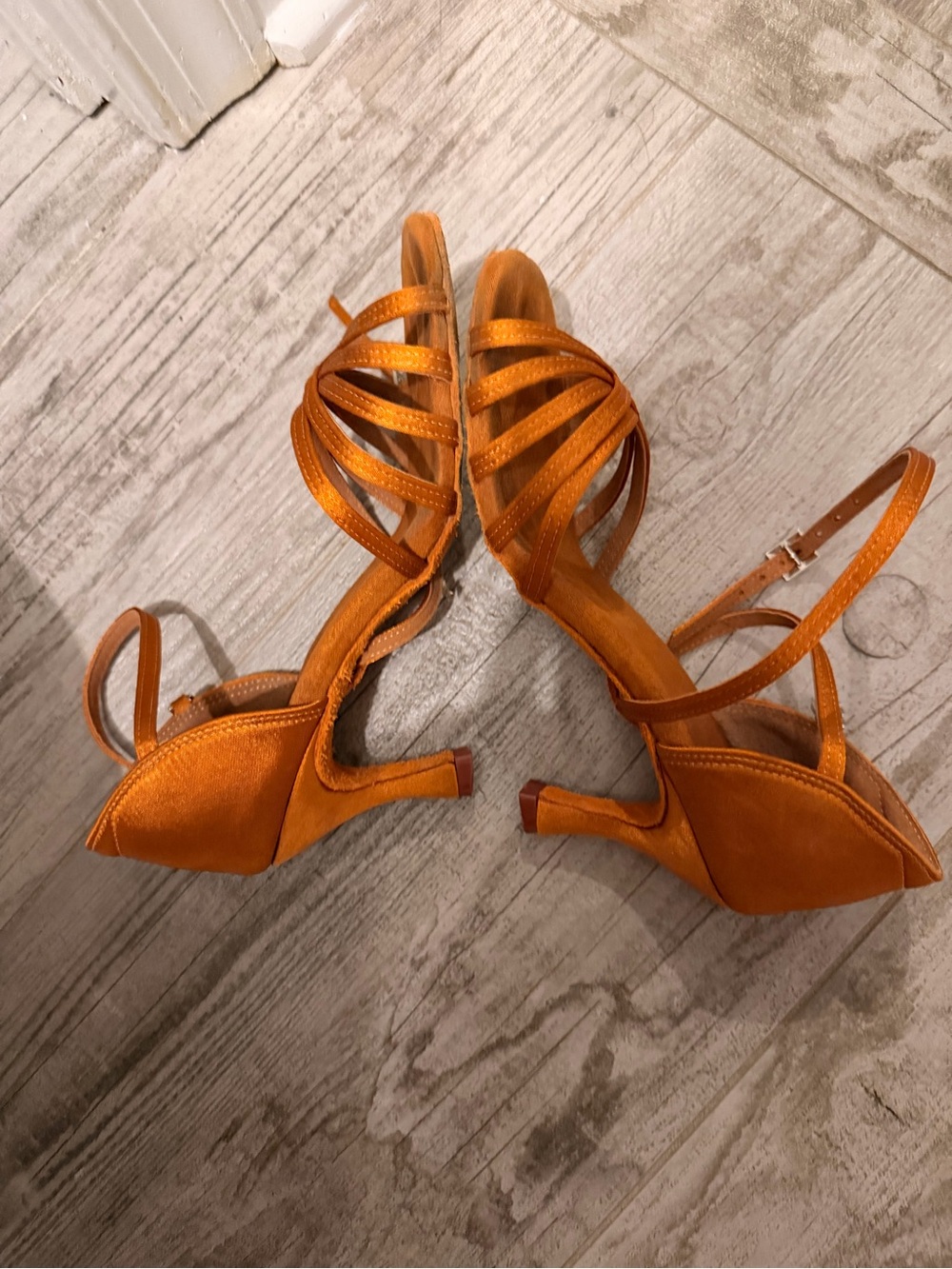 Women’s Strappy Orange Satin Dance salsa Heels